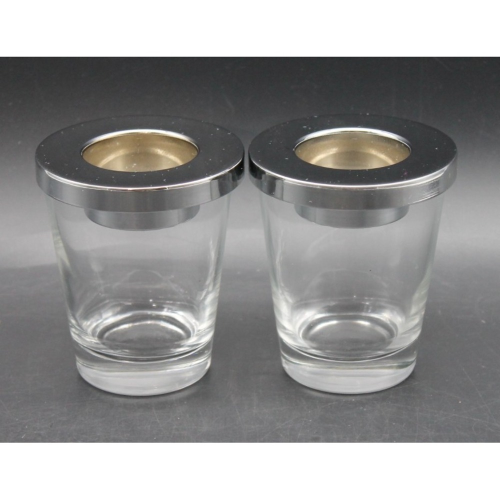 PartyLite Versatility Votive Candle Holders P8488 Glass Metal Tealight Set of 2